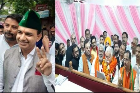 लखनऊ कैंट से भाजपा प्रत्याशी सुरेश तिवारी व सपा से आशीष चतुर्वेदी ने किया नामांकन