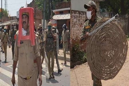 स्टूल और डलिया को कवच बनाने को लेकर DGP नाराज, कई पुलिसवालों पर गिरी गाज
